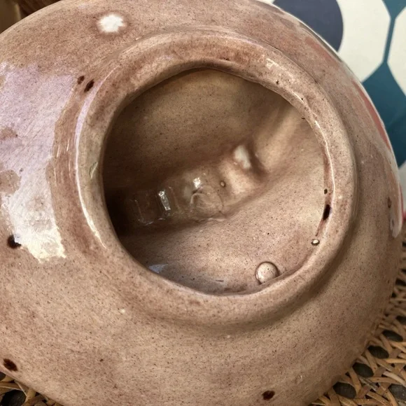 Brown Glazed Polka-Dot Mid Century Modern Ceramic Boomerang/Paisley Ashtray - Picture 8 of 11